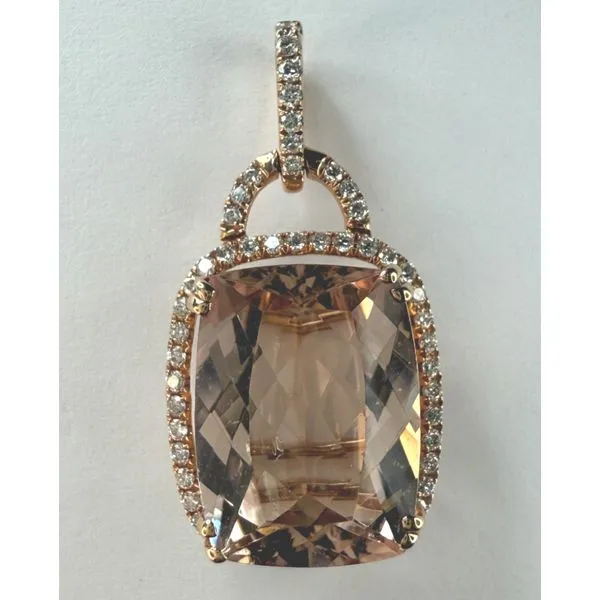 14KR MORGANITE DIAMOND HALO PENDANT Gary J. Long Jewelers Stockton, CA