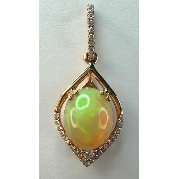 14KR ETHIOPIAN OPAL DIAMOND ACCENTED PENDANT Gary J. Long Jewelers Stockton, CA