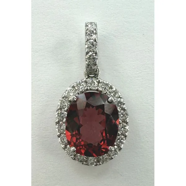 18KW SPINEL DIAMOND HALO PENDANT Gary J. Long Jewelers Stockton, CA
