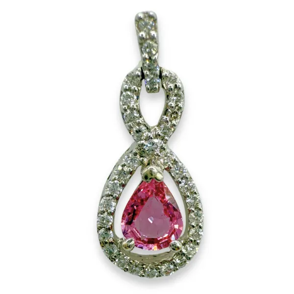 18K White Gold Pink Sapphire Diamond Pendant Gary J. Long Jewelers Stockton, CA