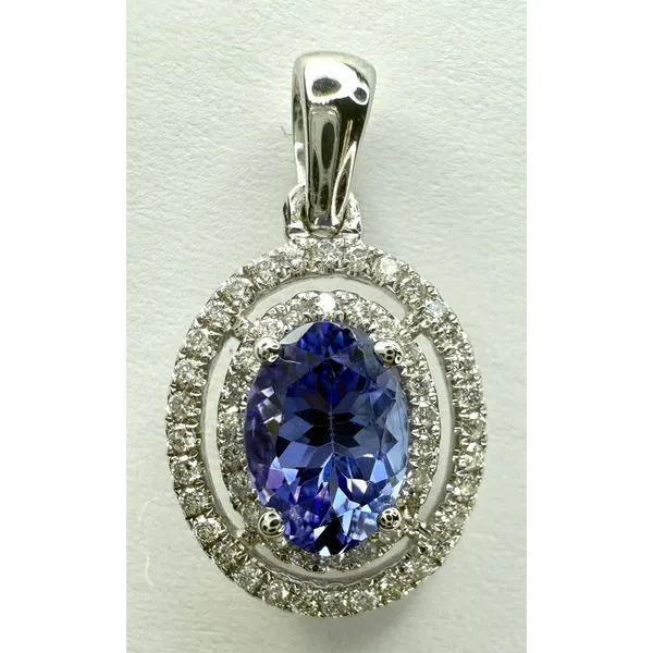 14KW TANZANITE DOUBLE DIAMOND CIRCLE PENDANT Gary J. Long Jewelers Stockton, CA