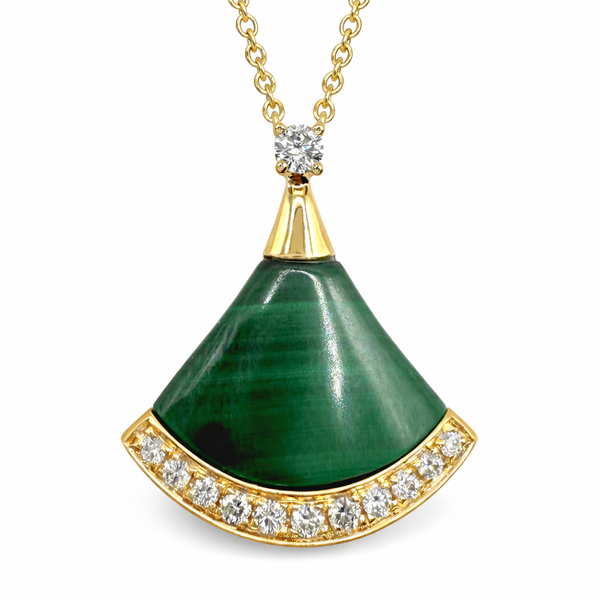 14KY MALACHITE DIAMOND PENDANT Gary J. Long Jewelers Stockton, CA