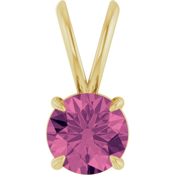 14K yellow gold pink tourmaline pendant, 6mm round pink tourmaline, pink tourmaline solitaire pendant, round pink gemstone pe
