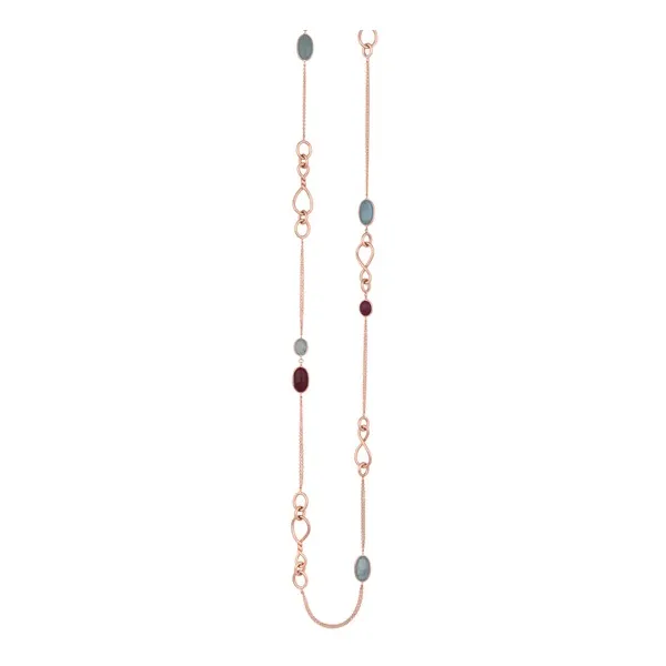 18K Rose Gold Red Blue Corundum Link Necklace Gary J. Long Jewelers Stockton, CA
