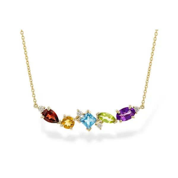 14K Yellow Gold Geometric Multi-Stone Necklace Gary J. Long Jewelers Stockton, CA