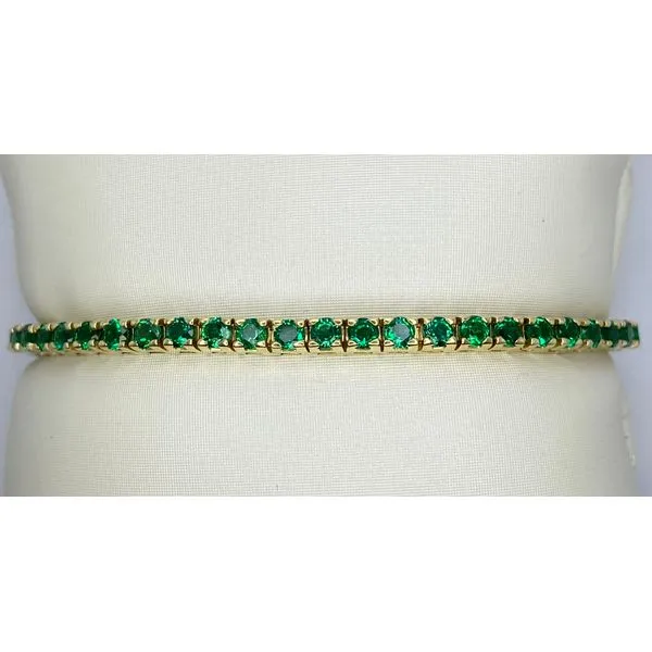 14K Yellow Gold Lab Created Emerald Tennis Bracelet Gary J. Long Jewelers Stockton, CA