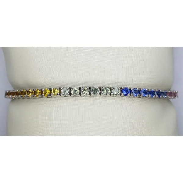 14K White Gold Multi Sapphire Tennis Bracelet Gary J. Long Jewelers Stockton, CA