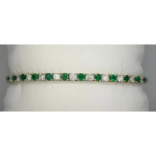 14K Tricolor Gold Diamond/Emerald Flexible Bangle Gary J. Long Jewelers Stockton, CA