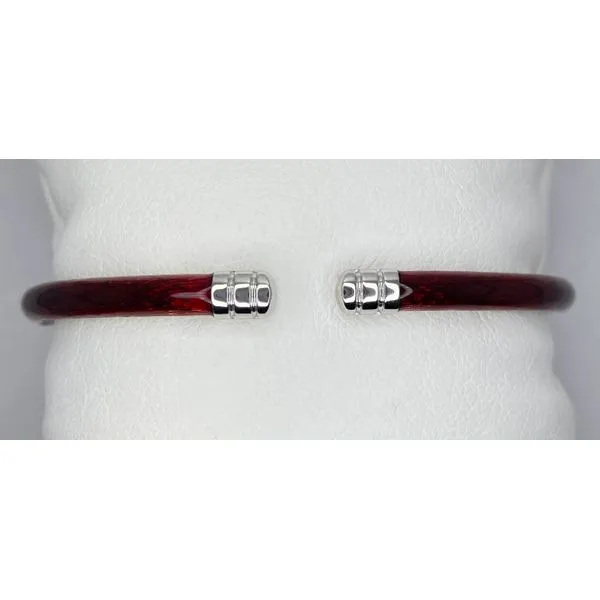 Sterling Silver Red Enamel Hinged Bangle Bracelet Gary J. Long Jewelers Stockton, CA