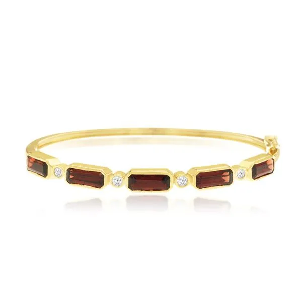 14KY GARNET / DIAMOND BANGLE Gary J. Long Jewelers Stockton, CA