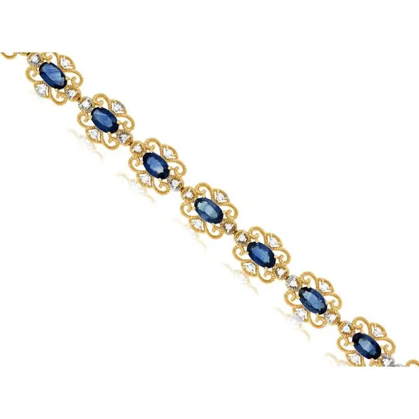 14KY BLUE SAPPHIRE DIAMOND LINK BRACELET Gary J. Long Jewelers Stockton, CA