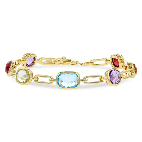 14KY MULTI-STONE OPEN LINK BRACELET Gary J. Long Jewelers Stockton, CA