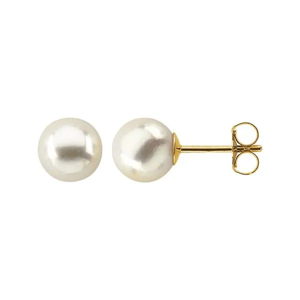 [LLOYD] 14K☆Pearl setting One touch Earrings Pearl earrings with diamond accents (0.32ct) in 14k gold