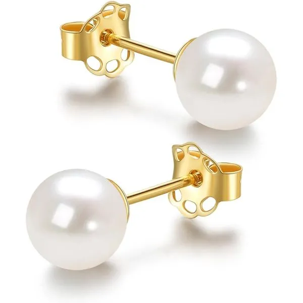 14K Yellow Gold Pearl Stud Earrings Gary J. Long Jewelers Stockton, CA