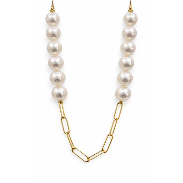 14KY AKOYA PEARL PAPERCLIP STATION NECKLACE Gary J. Long Jewelers Stockton, CA