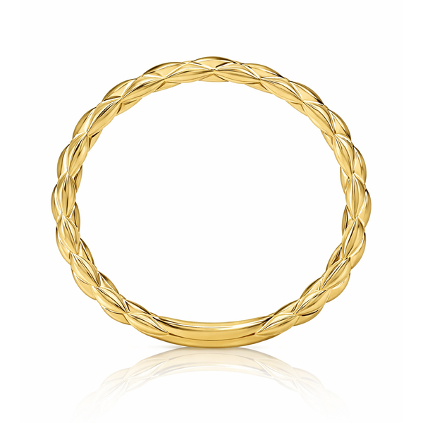 14K Yellow Gold Quilted Wedding Band Image 2 Gary J. Long Jewelers Stockton, CA