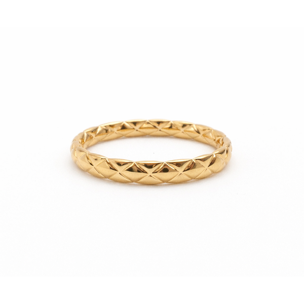 14K Yellow Gold Quilted Wedding Band Gary J. Long Jewelers Stockton, CA