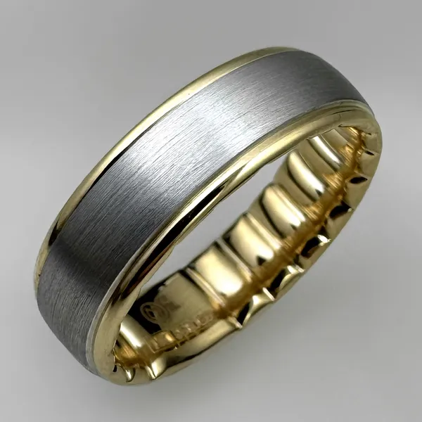 14KTT SANDPAPER CENTER / HIGH POLISH SIDE BAND Gary J. Long Jewelers Stockton, CA