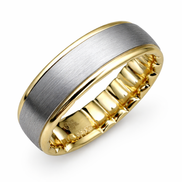 14KTT SANDPAPER CENTER / HIGH POLISH SIDE BAND Gary J. Long Jewelers Stockton, CA