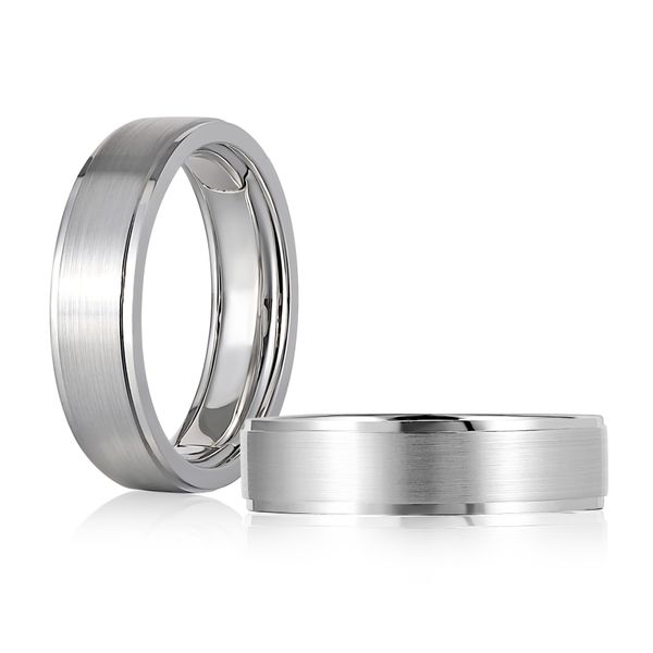 14K White Gold Satin Center Wedding Band Image 2 Gary J. Long Jewelers Stockton, CA