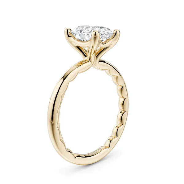 14K Yellow Gold Oval CZ Solitaire Setting Image 2 Gary J. Long Jewelers Stockton, CA