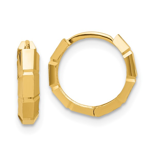 14K Yellow Gold Small Diamond Cut Hoop Earrings Gary J. Long Jewelers Stockton, CA