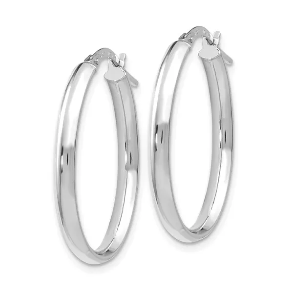 14K White Gold Oval Polished Hoop Earrings Gary J. Long Jewelers Stockton, CA