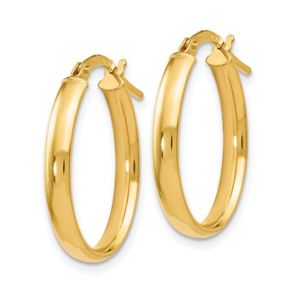 14K Yellow Gold Oval Polished Hoop Earrings Gary J. Long Jewelers Stockton, CA