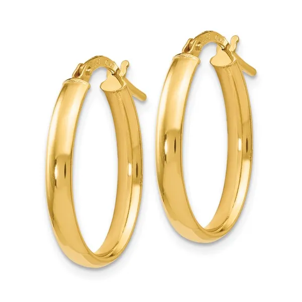 14K Yellow Gold Oval Polished Hoop Earrings Gary J. Long Jewelers Stockton, CA