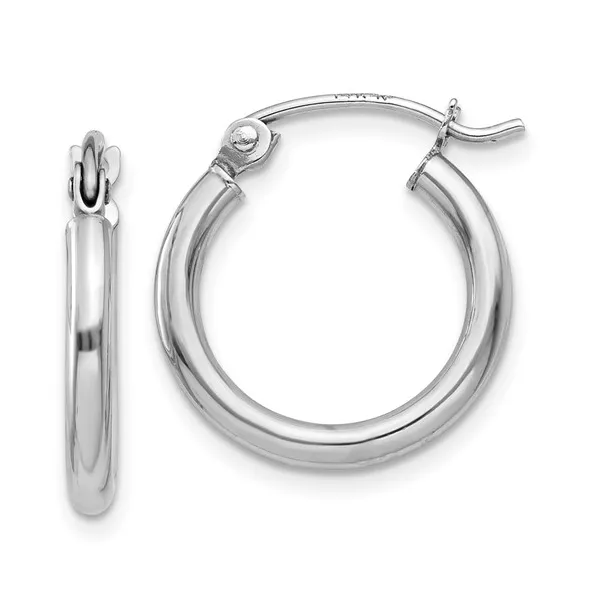 14K White Gold Polished Domed Hoop Earrings Gary J. Long Jewelers Stockton, CA