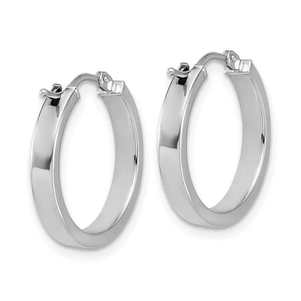 14K White Gold Square Tube Round Hoop Earrings Gary J. Long Jewelers Stockton, CA