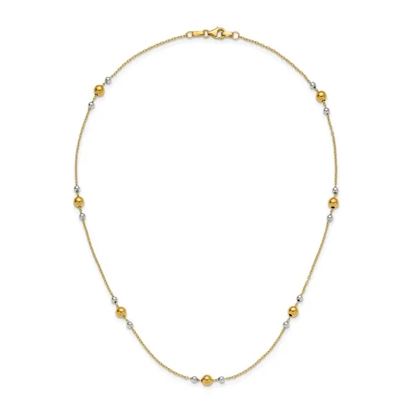 14K Two-Tone Disco Bead Station Necklace Image 2 Gary J. Long Jewelers Stockton, CA