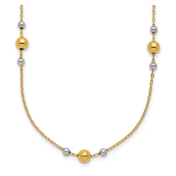 14K Two-Tone Disco Bead Station Necklace Gary J. Long Jewelers Stockton, CA