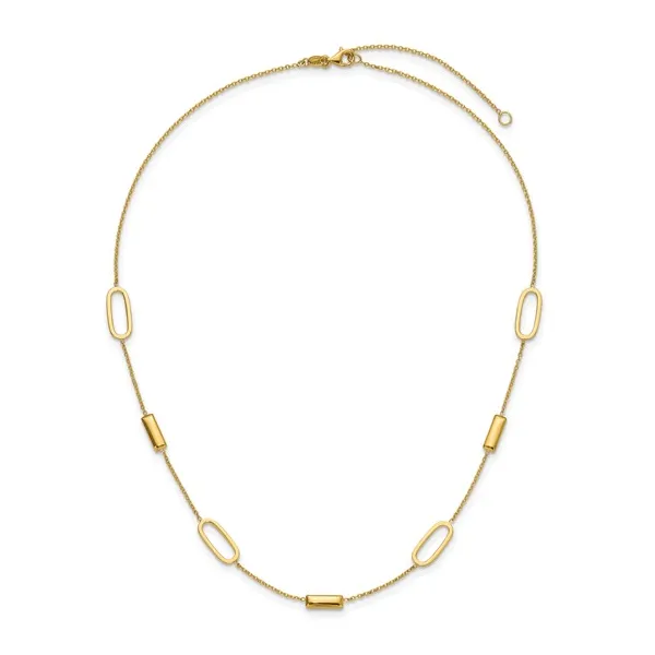 14K Yellow Gold Oval & Bar Necklace Image 2 Gary J. Long Jewelers Stockton, CA