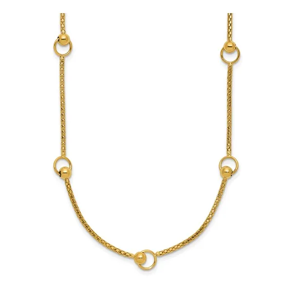 14K Yellow Gold Polished Circle Station Popcorn Link Necklace Gary J. Long Jewelers Stockton, CA