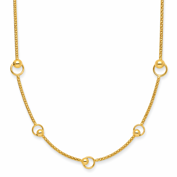 14KY POLISHED CIRCLE STATION POPCORN LINK NECKLACE Gary J. Long Jewelers Stockton, CA