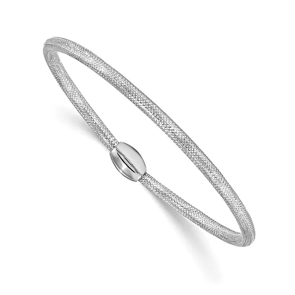 14K White Gold Polished Mesh Stretch Bracelet Gary J. Long Jewelers Stockton, CA