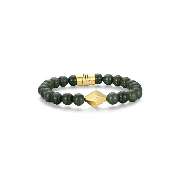 Sterling Silver Dark Green Jadeite Bracelet Gary J. Long Jewelers Stockton, CA