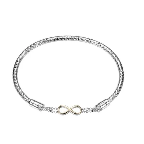 SS/14Kt Yellow Gold .05TW S/C Diamond Infinity Braided Cuff Bracelet Gary J. Long Jewelers Stockton, CA