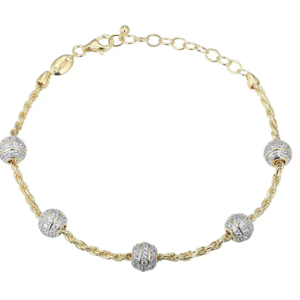 Sterling Silver Yellow Gold Plated CZ Tin Cup Style Bracelet Gary J. Long Jewelers Stockton, CA