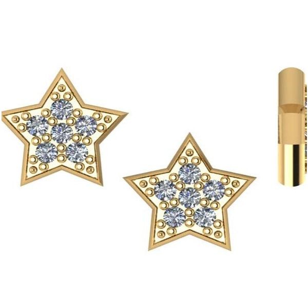 Yellow 14 Karat Star Diamond Earrings Golden Gifts Jewelry Milford, PA
