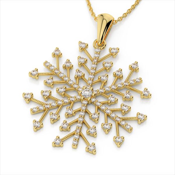 Snowflake 14Kt Yellow Gold Pendant Image 2 Golden Gifts Jewelry Milford, PA