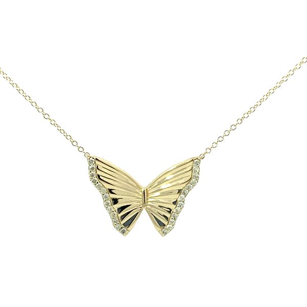 Yellow 14 Karat Diamond Butterfly Necklace Golden Gifts Jewelry Milford, PA