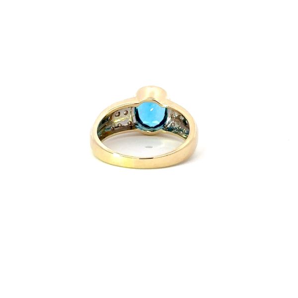 Blue Topaz and Diamond Bezel Set Ring Image 4 Golden Gifts Jewelry Milford, PA