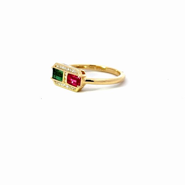 14 Karat White Gold Emerald Tourmaline and Diamond Fashion Ring Image 3 Golden Gifts Jewelry Milford, PA