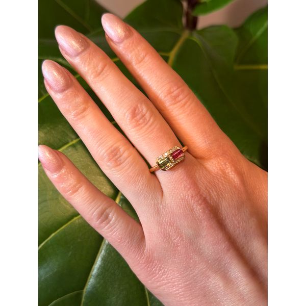 14 Karat White Gold Emerald Tourmaline and Diamond Fashion Ring Image 5 Golden Gifts Jewelry Milford, PA