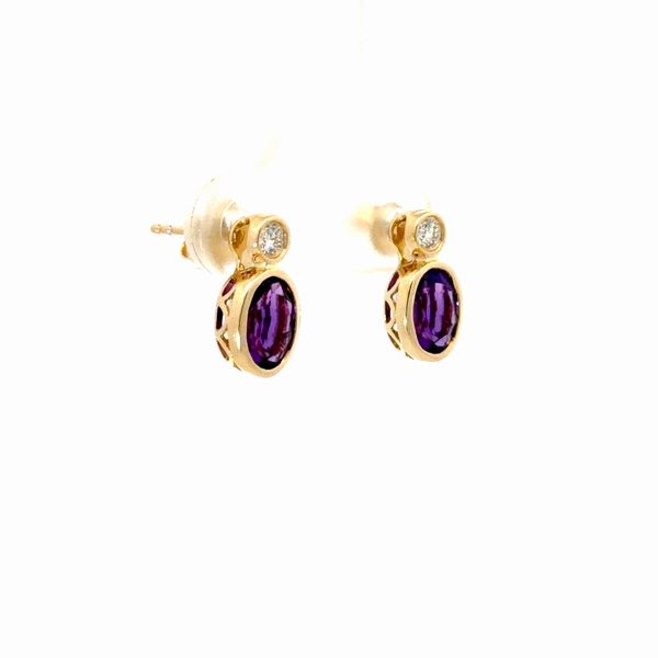 14 Karat Yellow Gold Amethyst and Diamond Earrings Image 4 Golden Gifts Jewelry Milford, PA