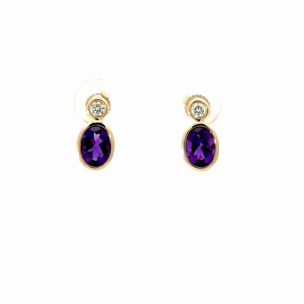 14 Karat Yellow Gold Amethyst and Diamond Earrings Golden Gifts Jewelry Milford, PA