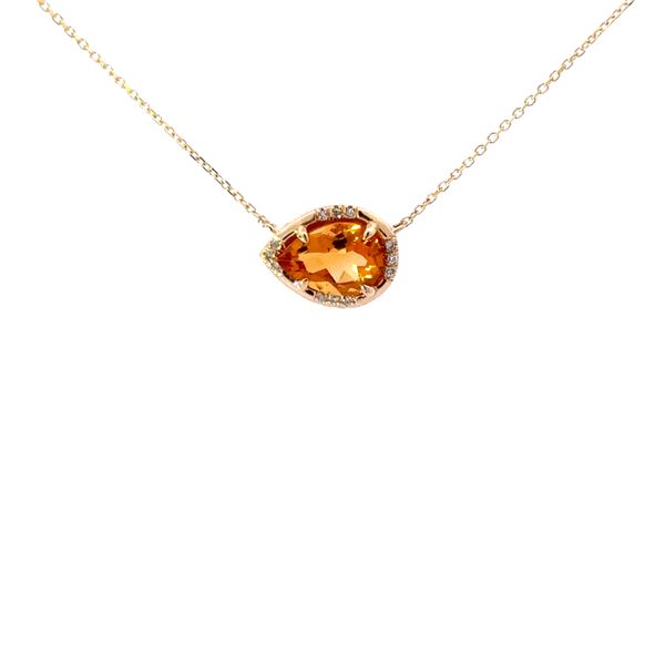 14K Yellow Gold Citrine Diamond Necklace Golden Gifts Jewelry Milford, PA