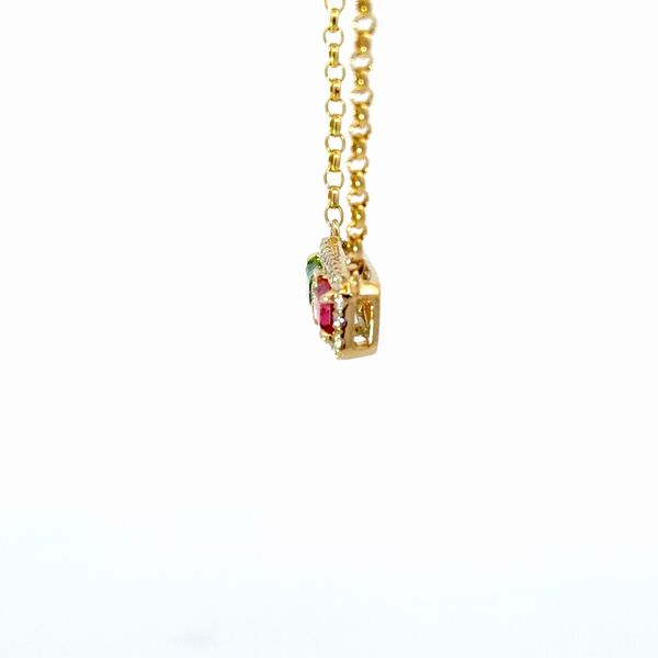 14 Karat Yellow Gold Diamond and Emerald Tourmaline Necklace Image 2 Golden Gifts Jewelry Milford, PA